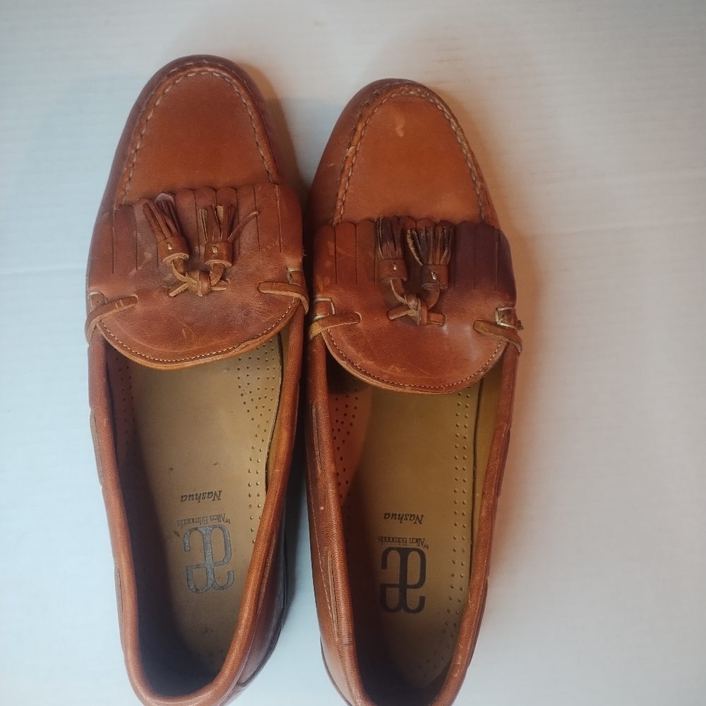 Allen Edwards Natura Line Brown Leather Loafers With Tassels Mens Size 13D